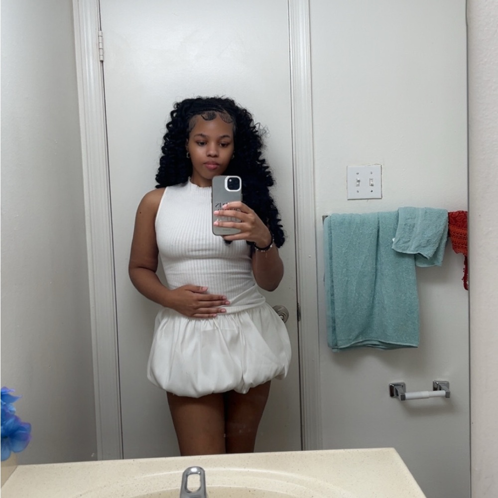 White Sleeveless Top and Bubble Shorts Set